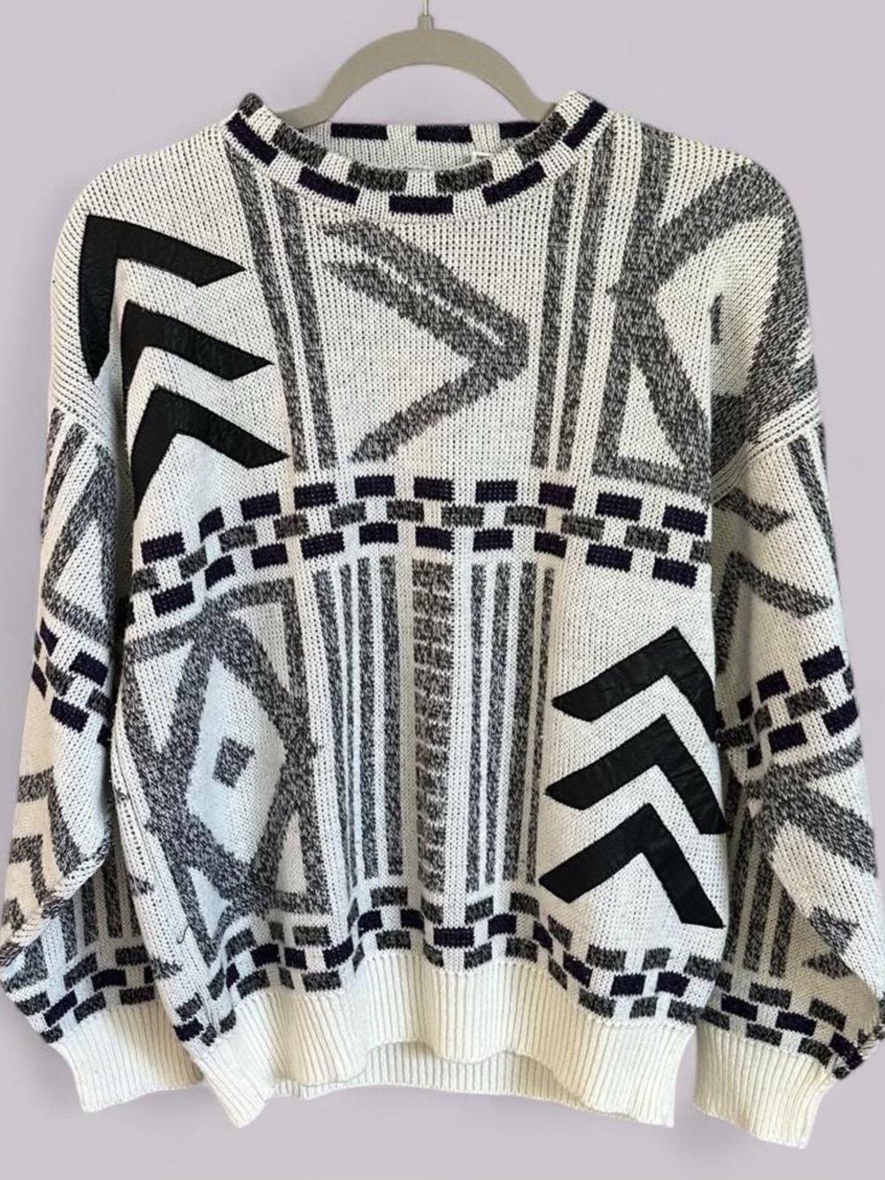 Vintage 80s Geometric Oversized Sweater